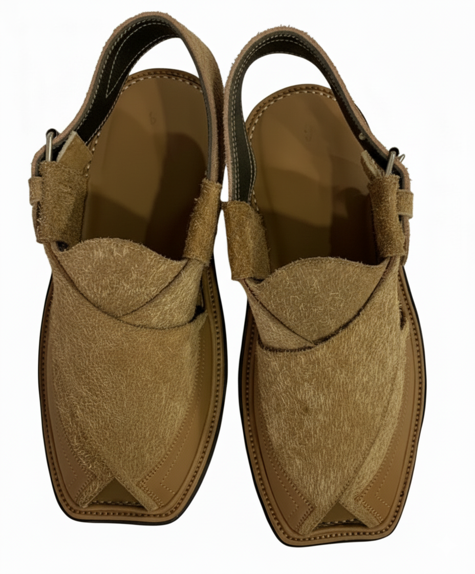 Camel Color Suede With Side Strip Charsadda Chappal