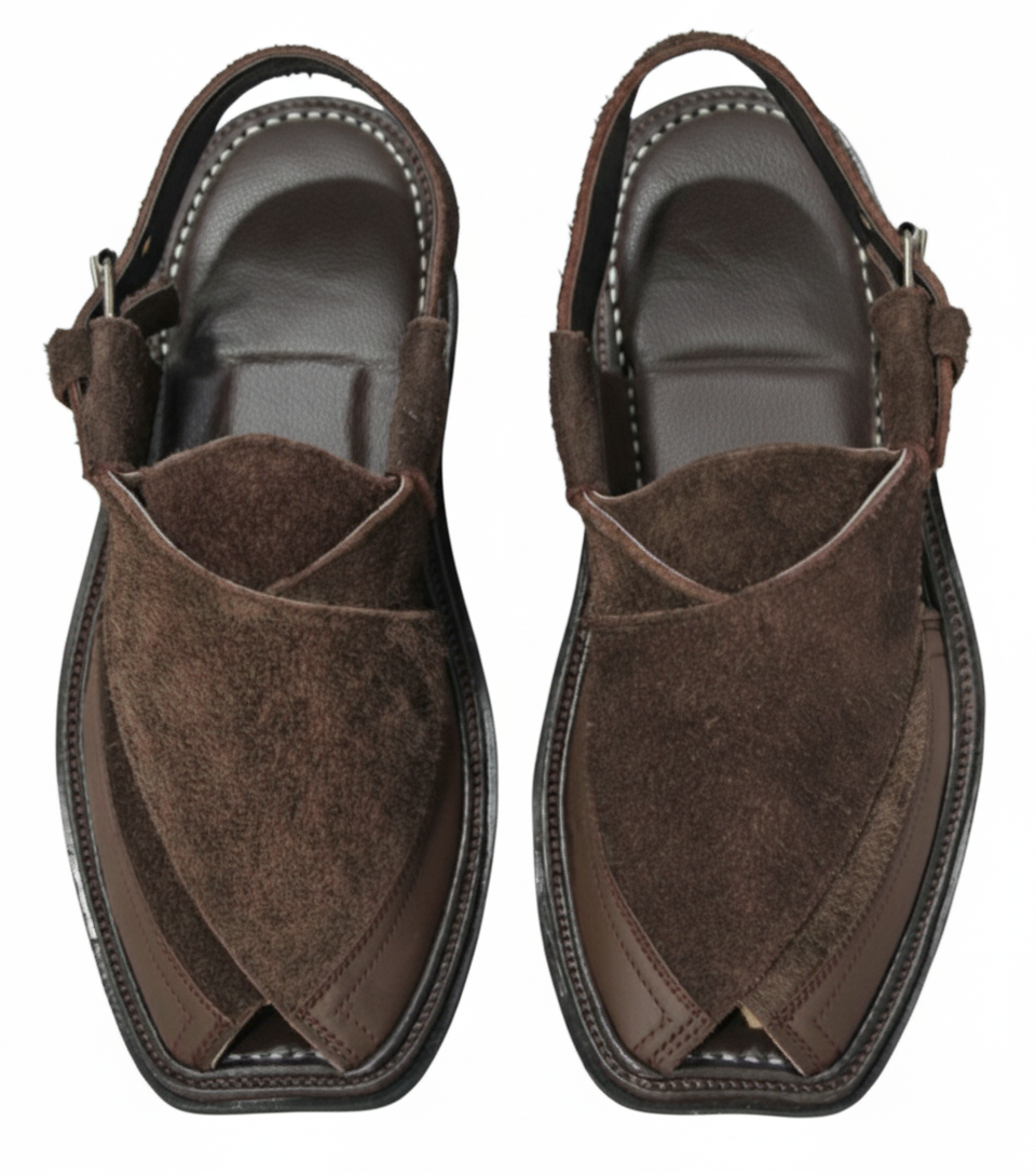 Chocolate Color Suede With Side Strip Charsadda Chappal